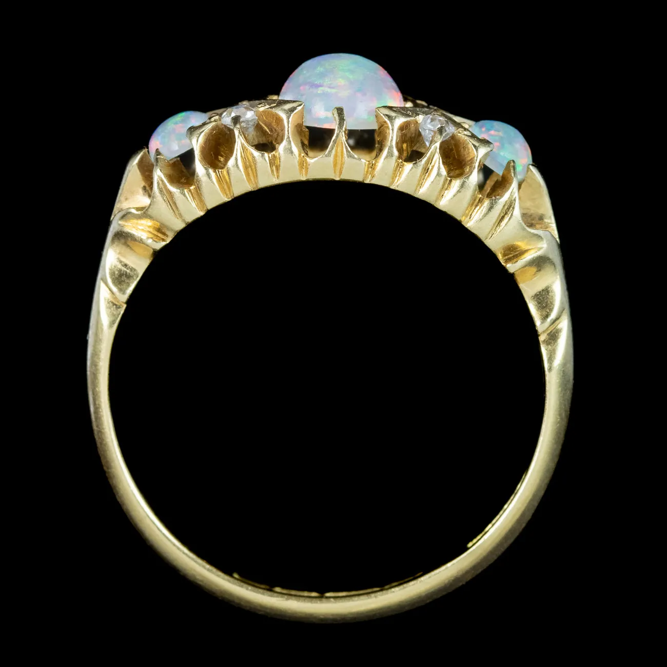 Antique Edwardian Opal Diamond Ring Dated 1906