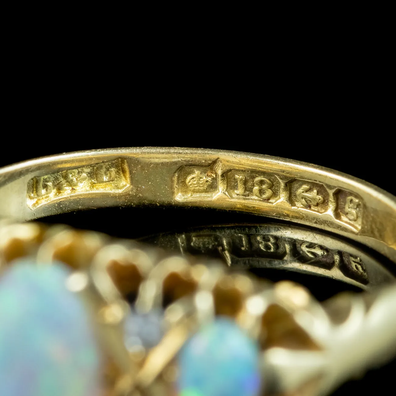 Antique Edwardian Opal Diamond Ring Dated 1906