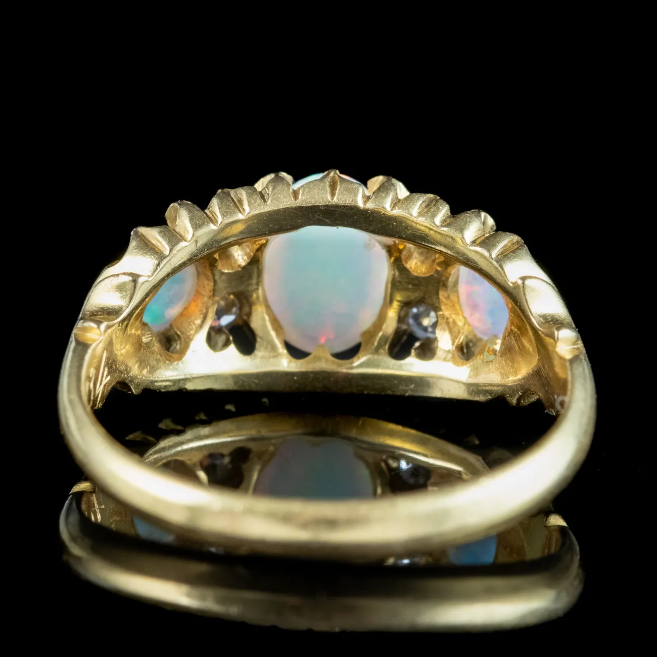 Antique Edwardian Opal Diamond Ring Dated 1906