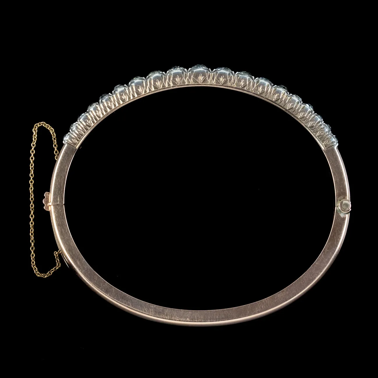 Antique Edwardian Paste Bangle Silver 18ct Gold