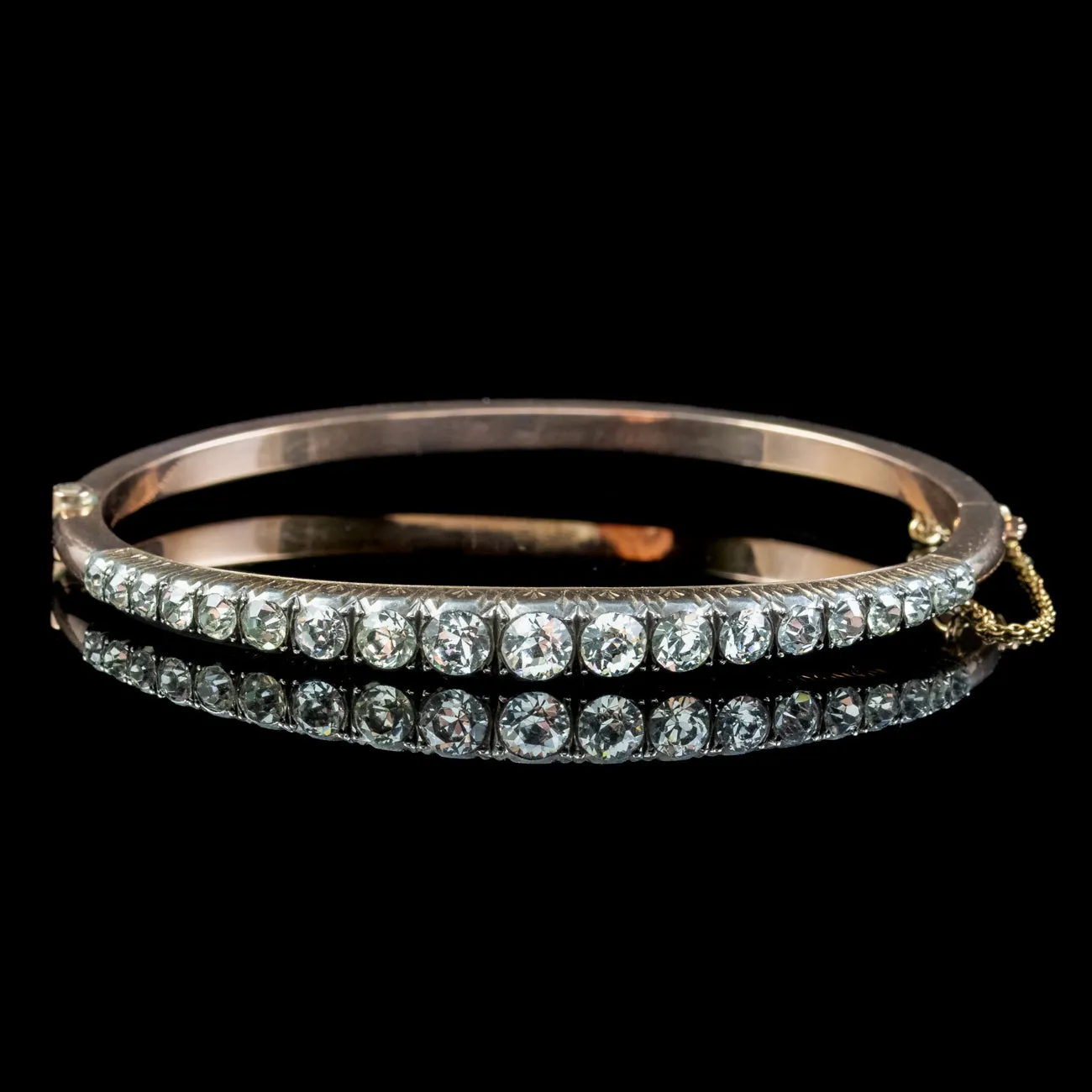 Antique Edwardian Paste Bangle Silver 18ct Gold