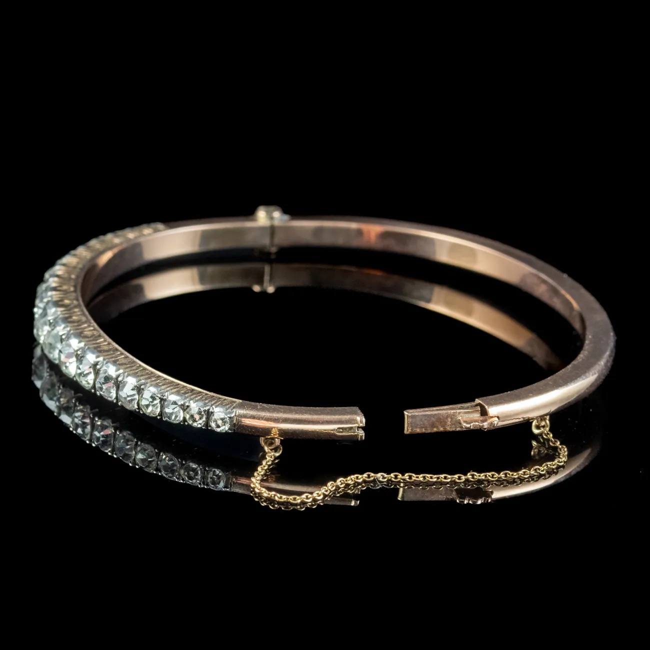 Antique Edwardian Paste Bangle Silver 18ct Gold