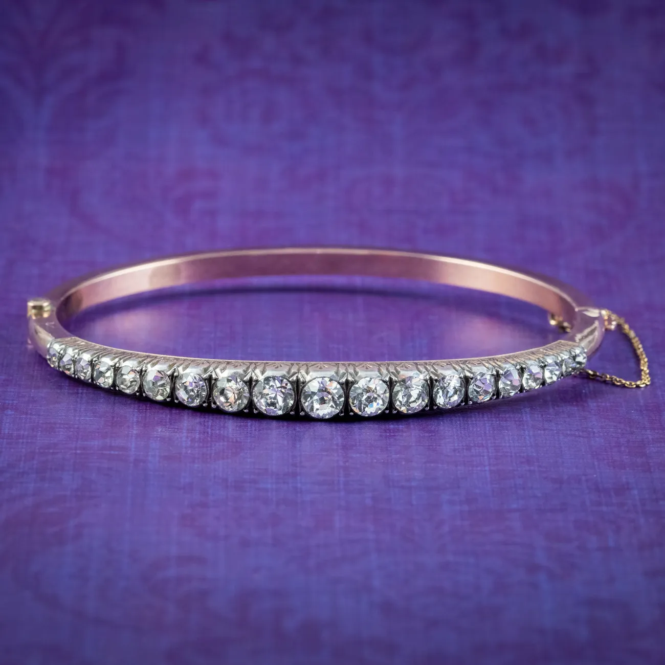 Antique Edwardian Paste Bangle Silver 18ct Gold