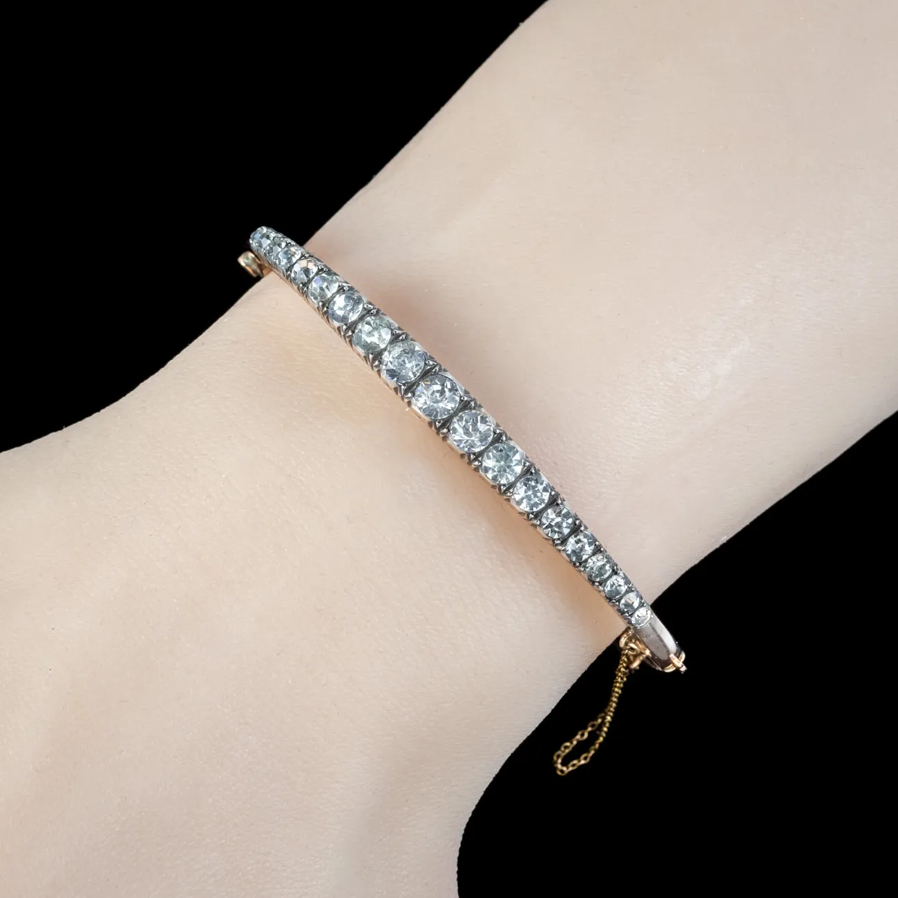 Antique Edwardian Paste Bangle Silver 18ct Gold