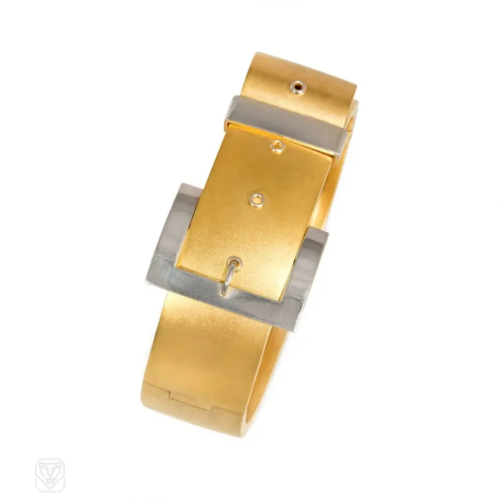Antique gold and platinum buckle bracelet