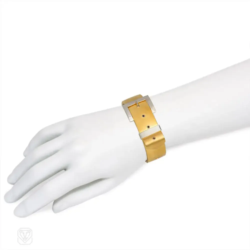 Antique gold and platinum buckle bracelet