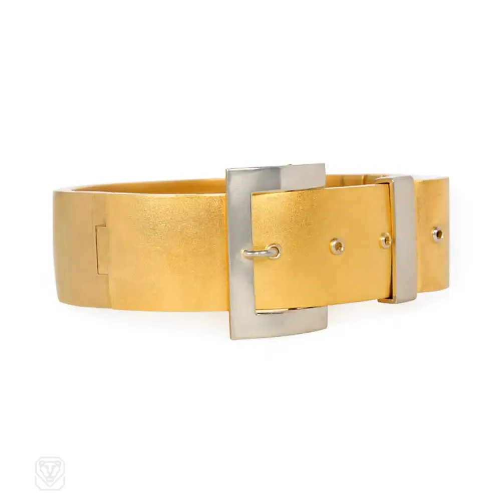 Antique gold and platinum buckle bracelet