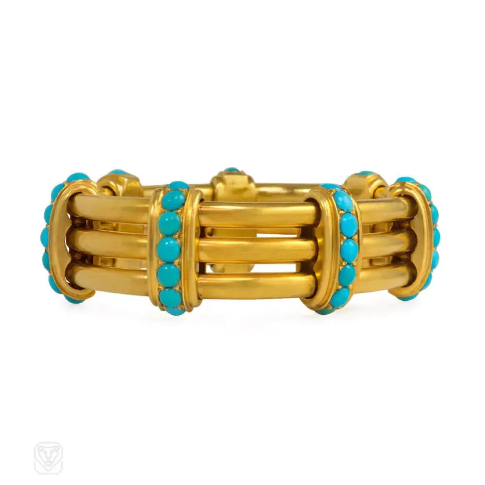 Antique gold and turquoise bracelet
