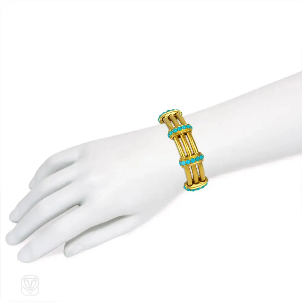Antique gold and turquoise bracelet