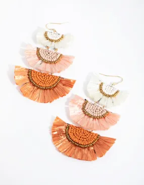 Antique Gold Raffia Fan Drop Earrings
