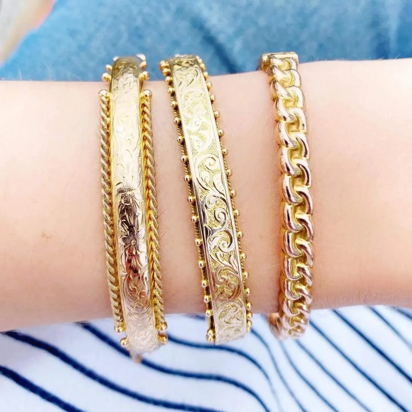 Antique Victorian 9ct Yellow Gold Rope Bangle Bracelet