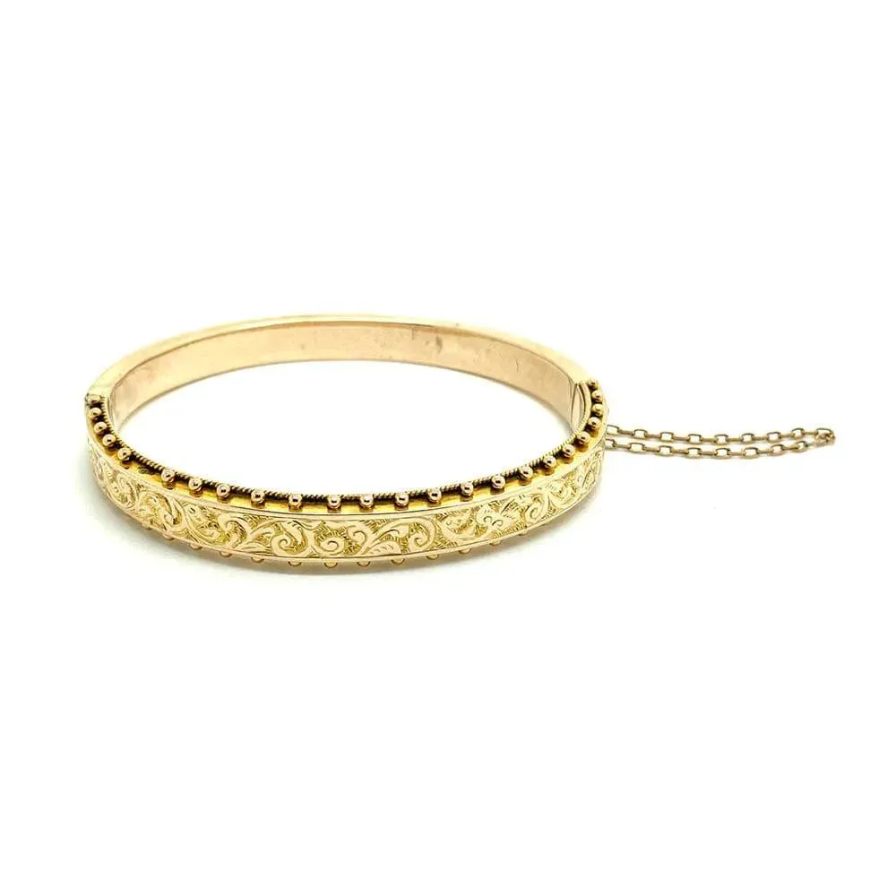 Antique Victorian 9ct Yellow Gold Rope Bangle Bracelet