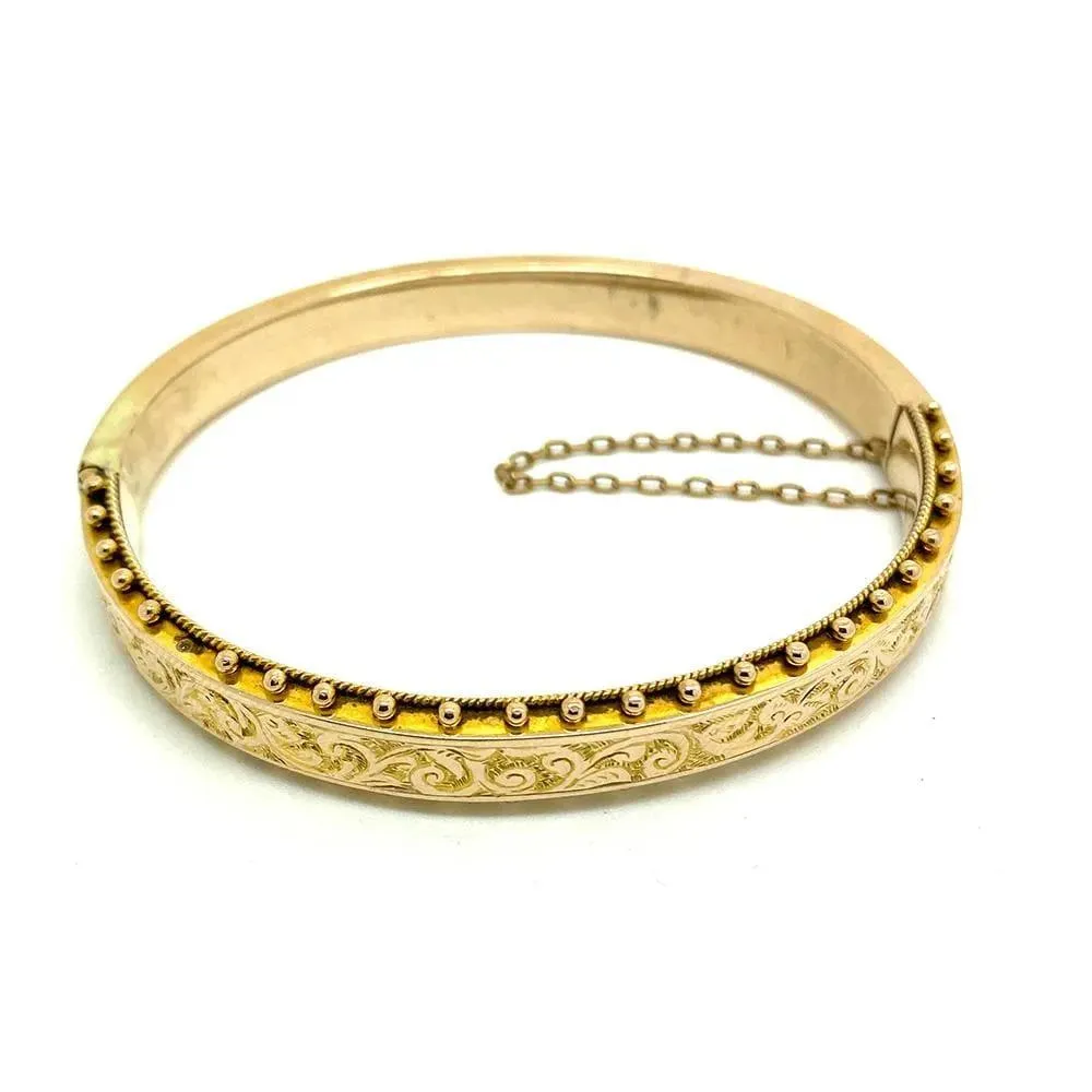 Antique Victorian 9ct Yellow Gold Rope Bangle Bracelet