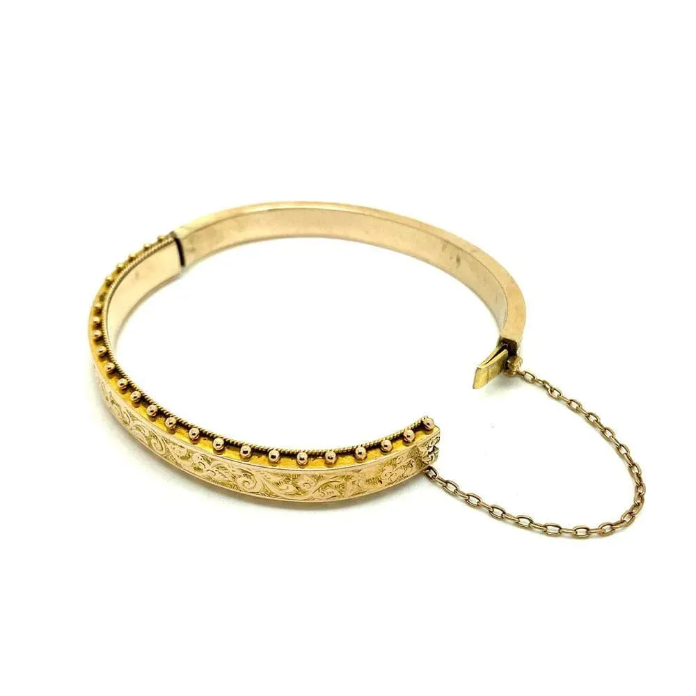 Antique Victorian 9ct Yellow Gold Rope Bangle Bracelet