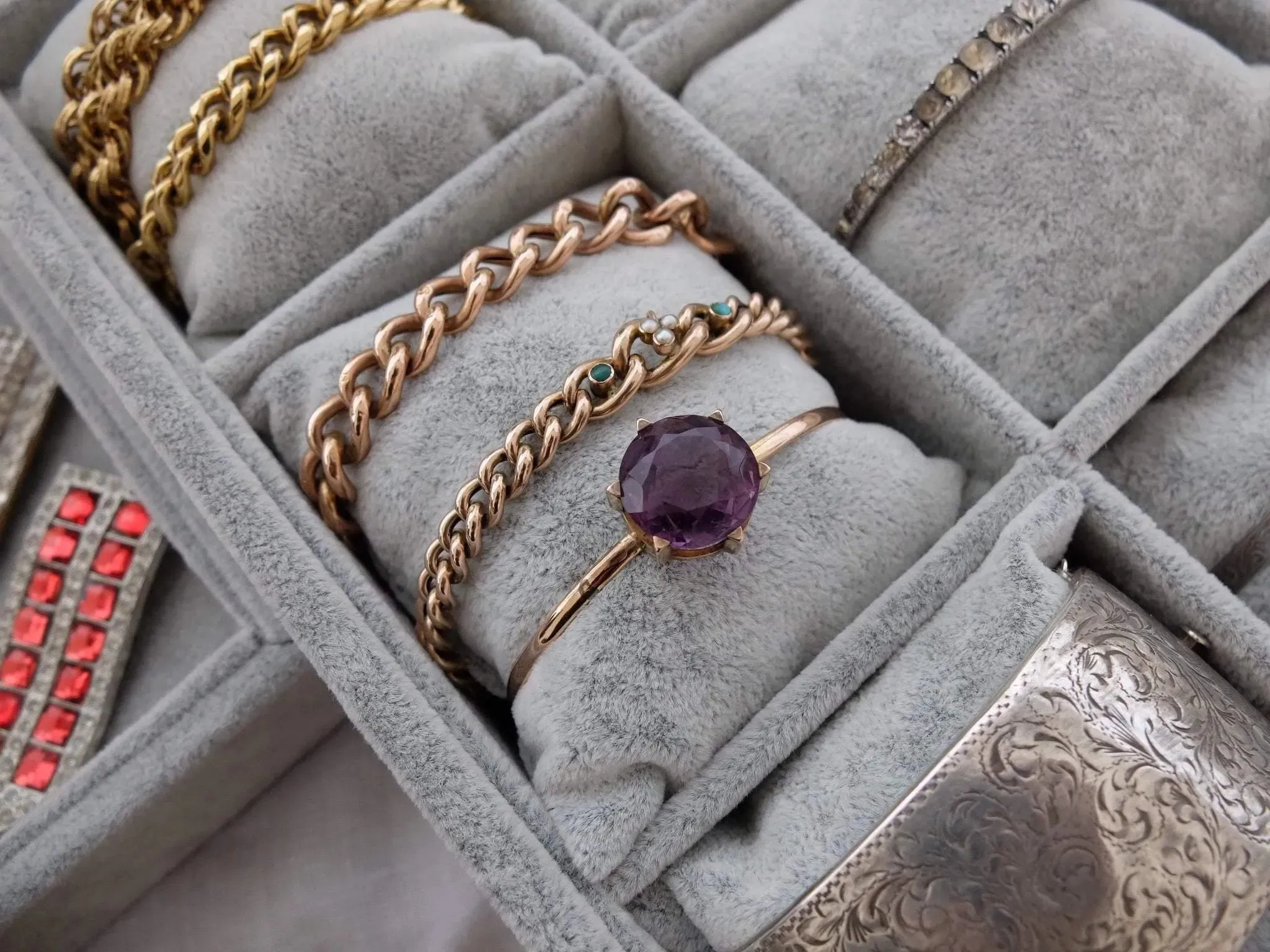 Antique Victorian Amethyst 9ct Rose Gold Bangle Bracelet