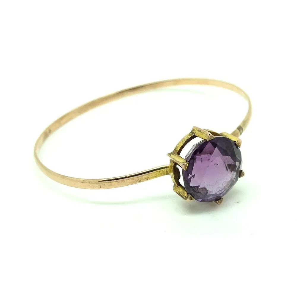Antique Victorian Amethyst 9ct Rose Gold Bangle Bracelet