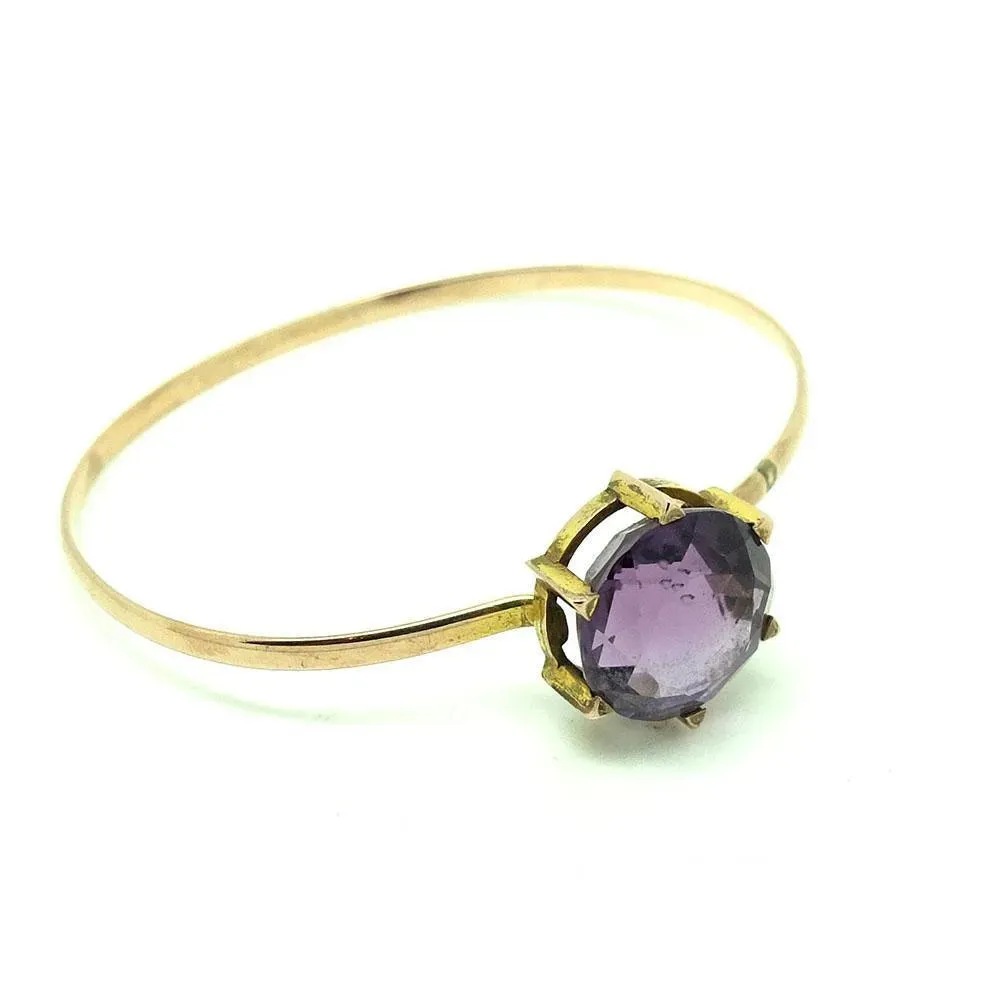 Antique Victorian Amethyst 9ct Rose Gold Bangle Bracelet