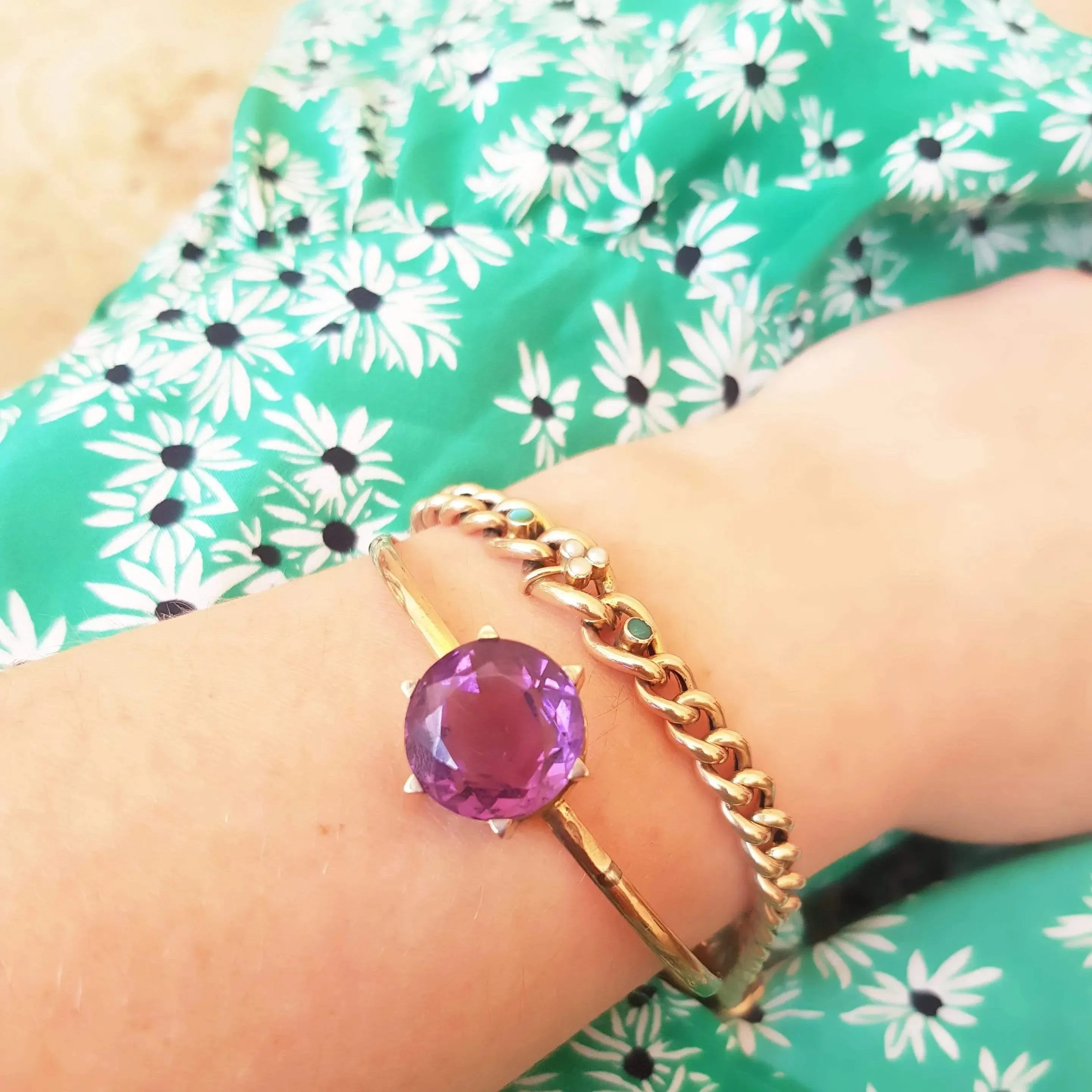 Antique Victorian Amethyst 9ct Rose Gold Bangle Bracelet
