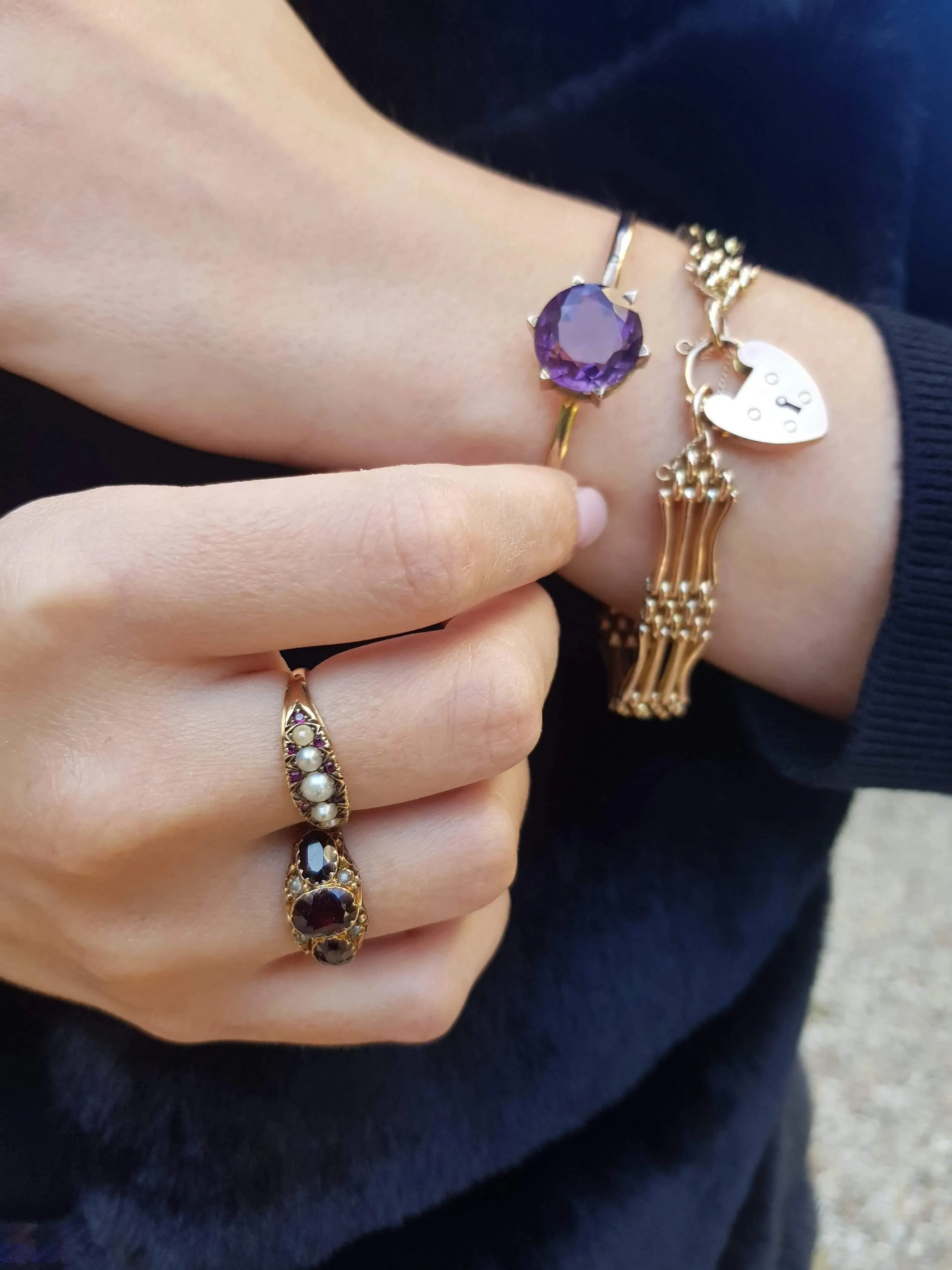 Antique Victorian Amethyst 9ct Rose Gold Bangle Bracelet