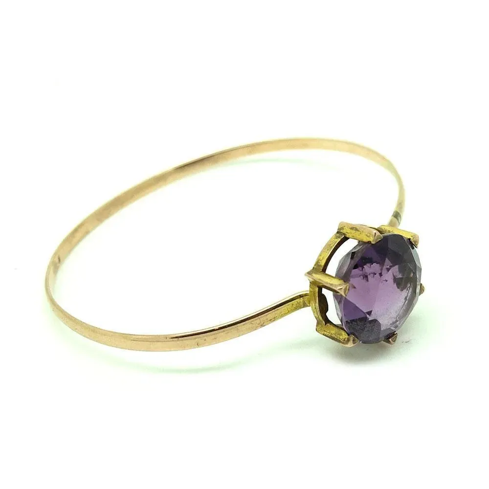 Antique Victorian Amethyst 9ct Rose Gold Bangle Bracelet