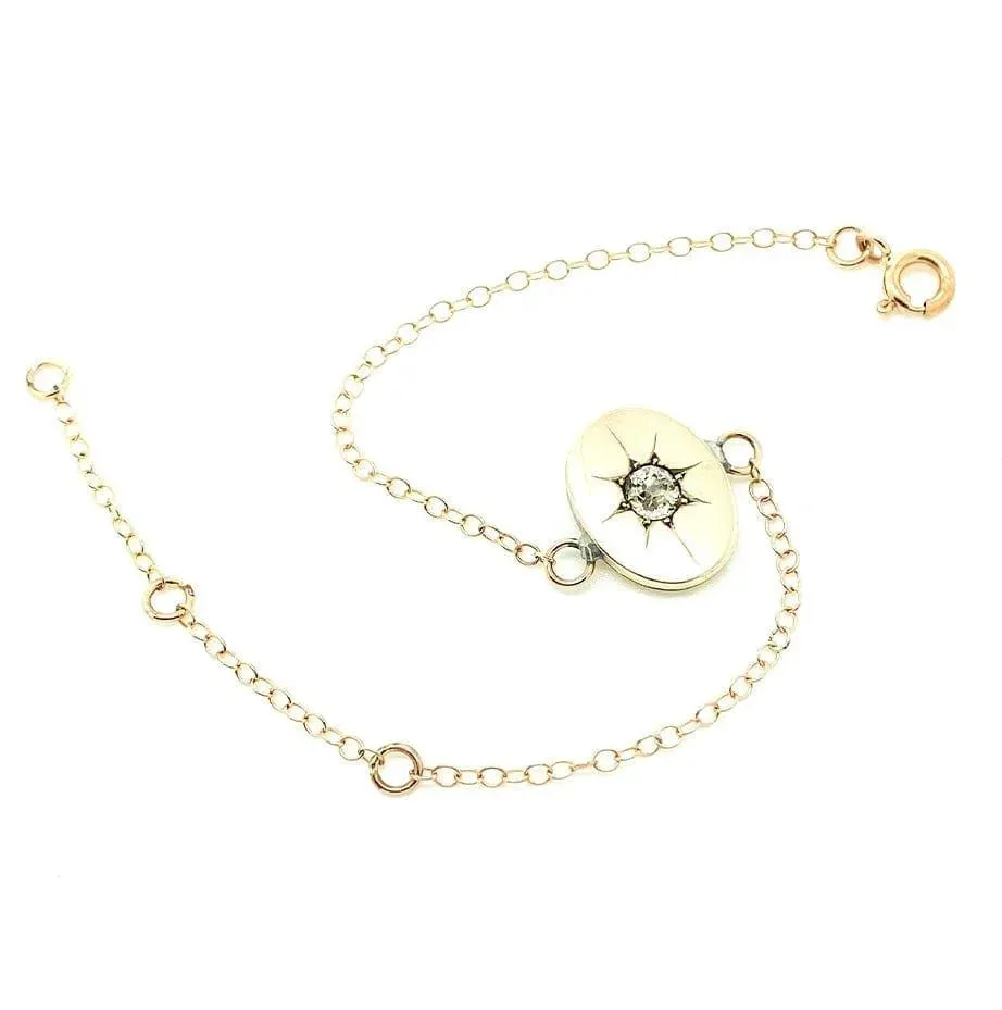 Antique Victorian Foil Paste Star 9ct Gold Bracelet