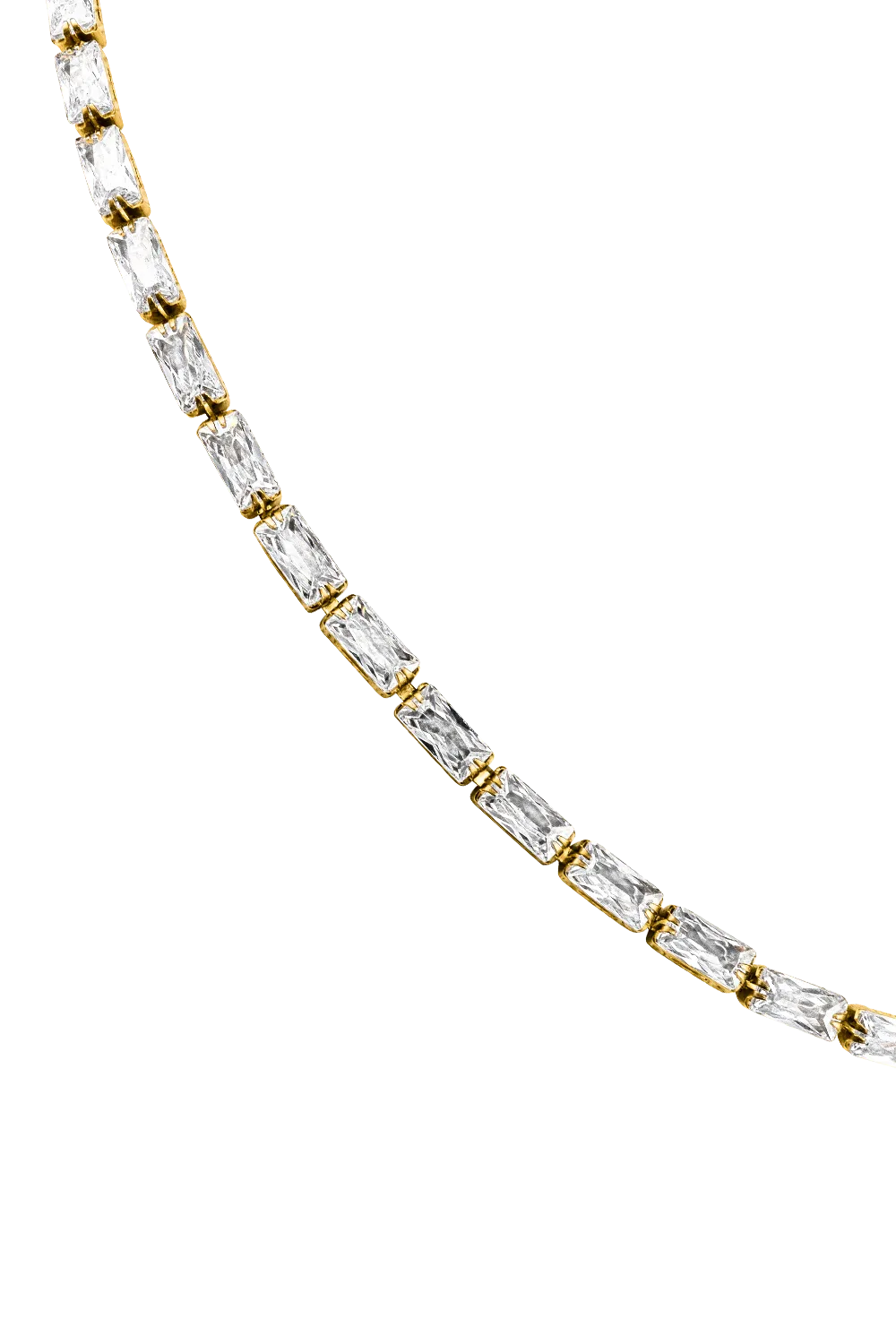 Baguette Tennis Necklace 14K Gold Plated