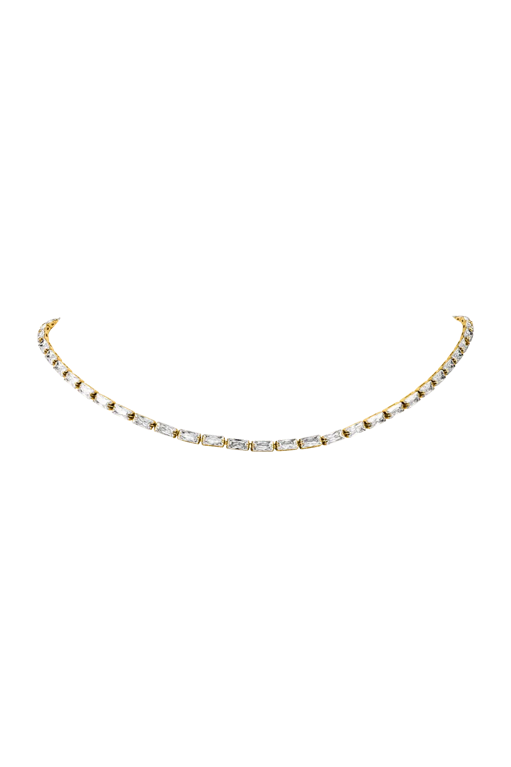 Baguette Tennis Necklace 14K Gold Plated