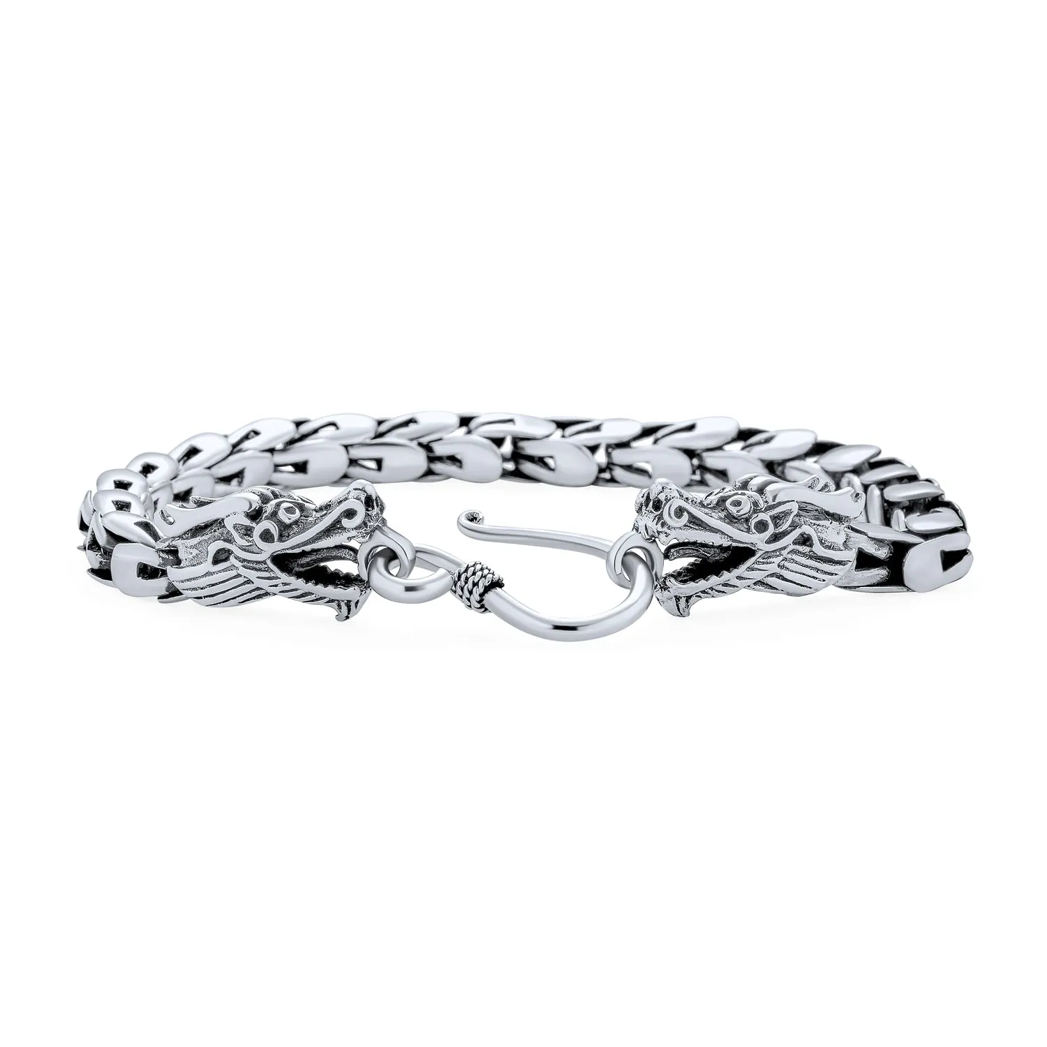 Bali Byzantine Chain Link Bracelet Eye And Hook 925 Sterling Silver