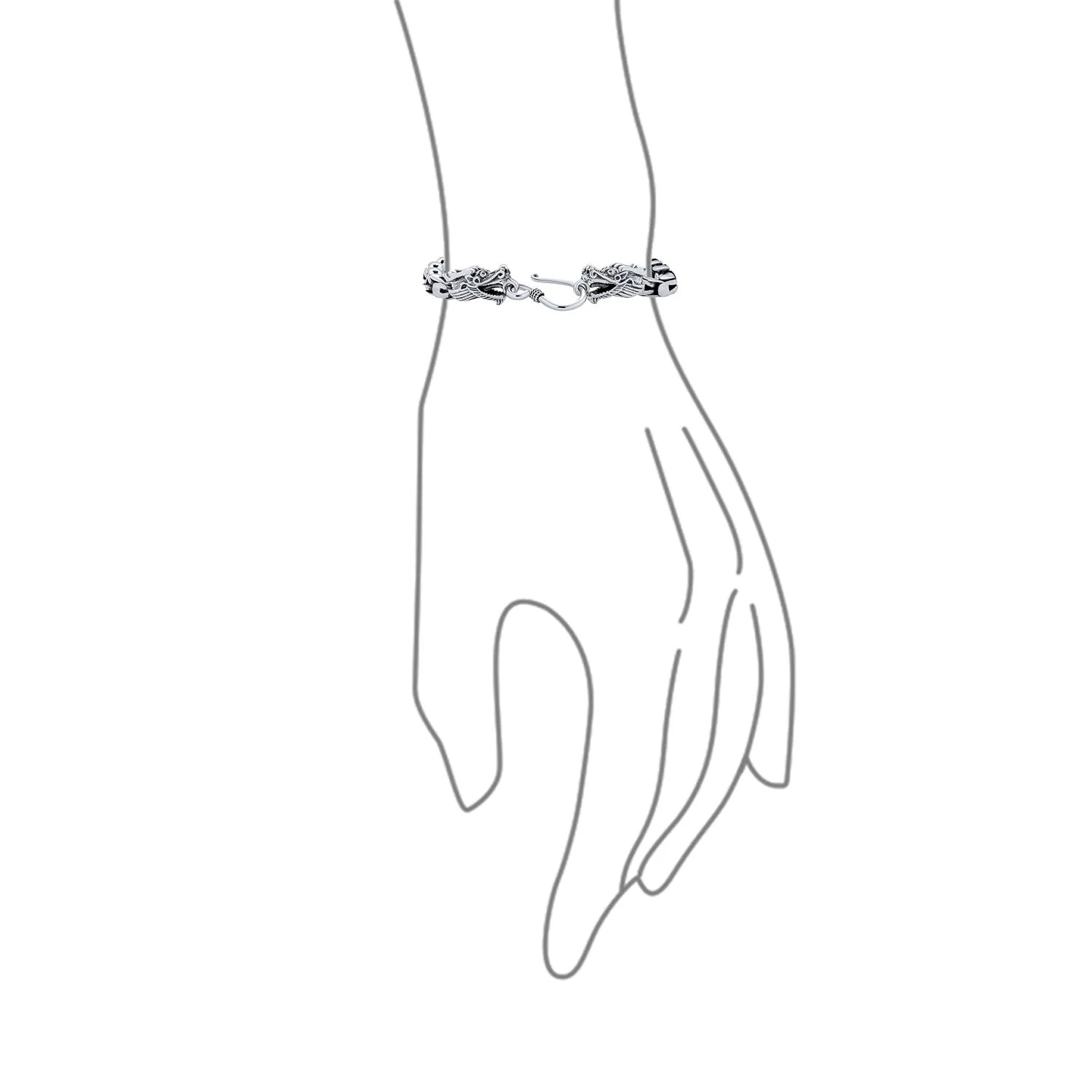 Bali Byzantine Chain Link Bracelet Eye And Hook 925 Sterling Silver