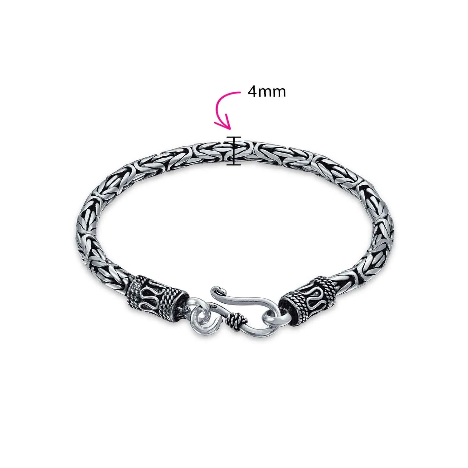 Bali Byzantine Chain Link Bracelet Eye And Hook 925 Sterling Silver