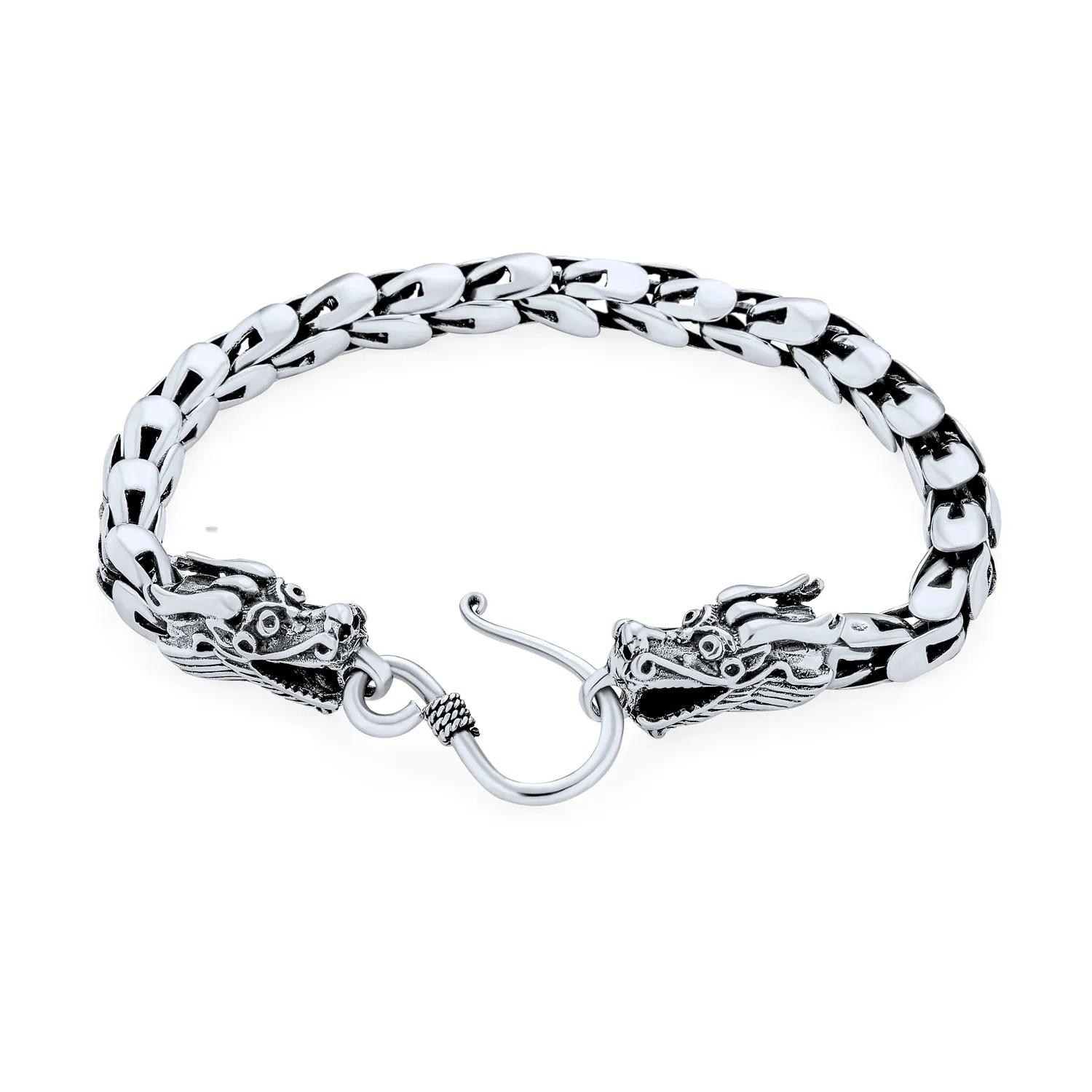 Bali Byzantine Chain Link Bracelet Eye And Hook 925 Sterling Silver