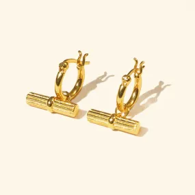 Bamboo Huggie Hoop Earrings