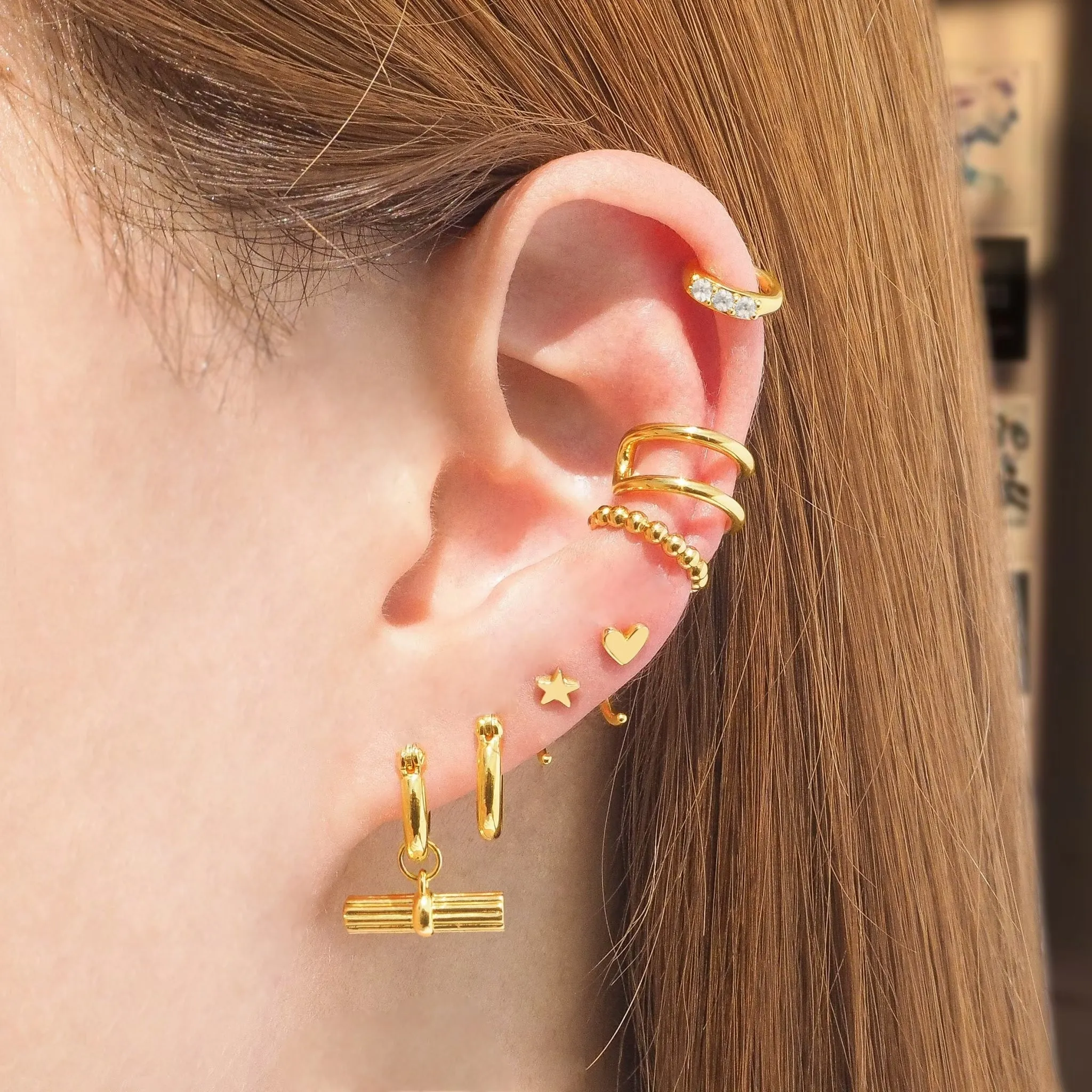 Bamboo Huggie Hoop Earrings