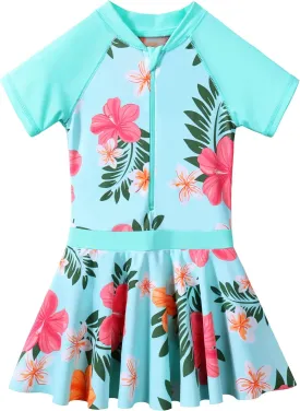 BAOHULU Toddler Girls Swimsuit One Piece Cute Floral Dress Swimwear 3-8 Years