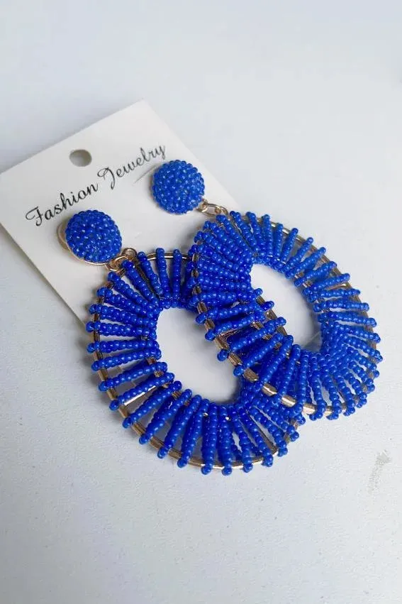 Beaded Round Circle Earrings