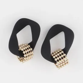 Black Form Beaded Earrings