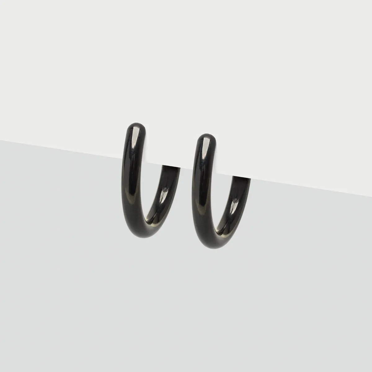 Black Medium Clip-On Earrings