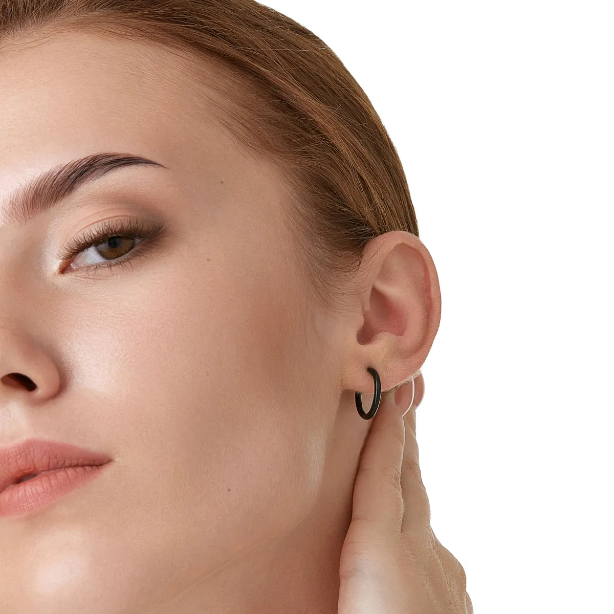 Black Medium Clip-On Earrings