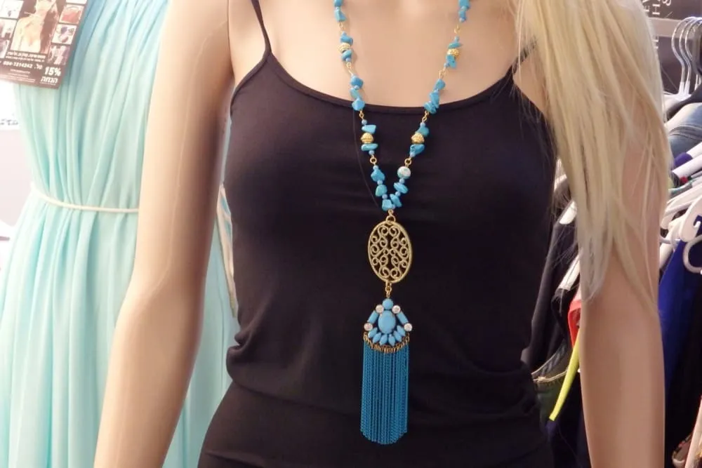 Blue Tassel  Necklace