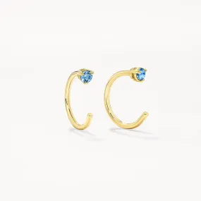 Blue Topaz December Birthstone Hook Earrings in 10k Gold
