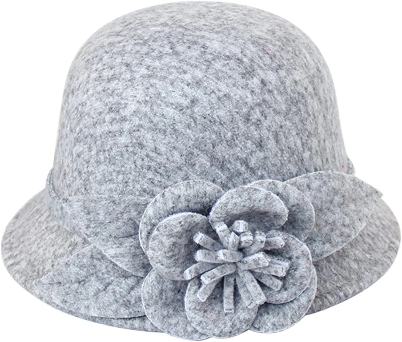 Bowler Fedora Hat with Rolled Brim Classic Wool Hats for Man Woman Halloween Prop Party Wedding Hat (Grey, One Size)