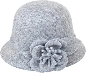 Bowler Fedora Hat with Rolled Brim Classic Wool Hats for Man Woman Halloween Prop Party Wedding Hat (Grey, One Size)