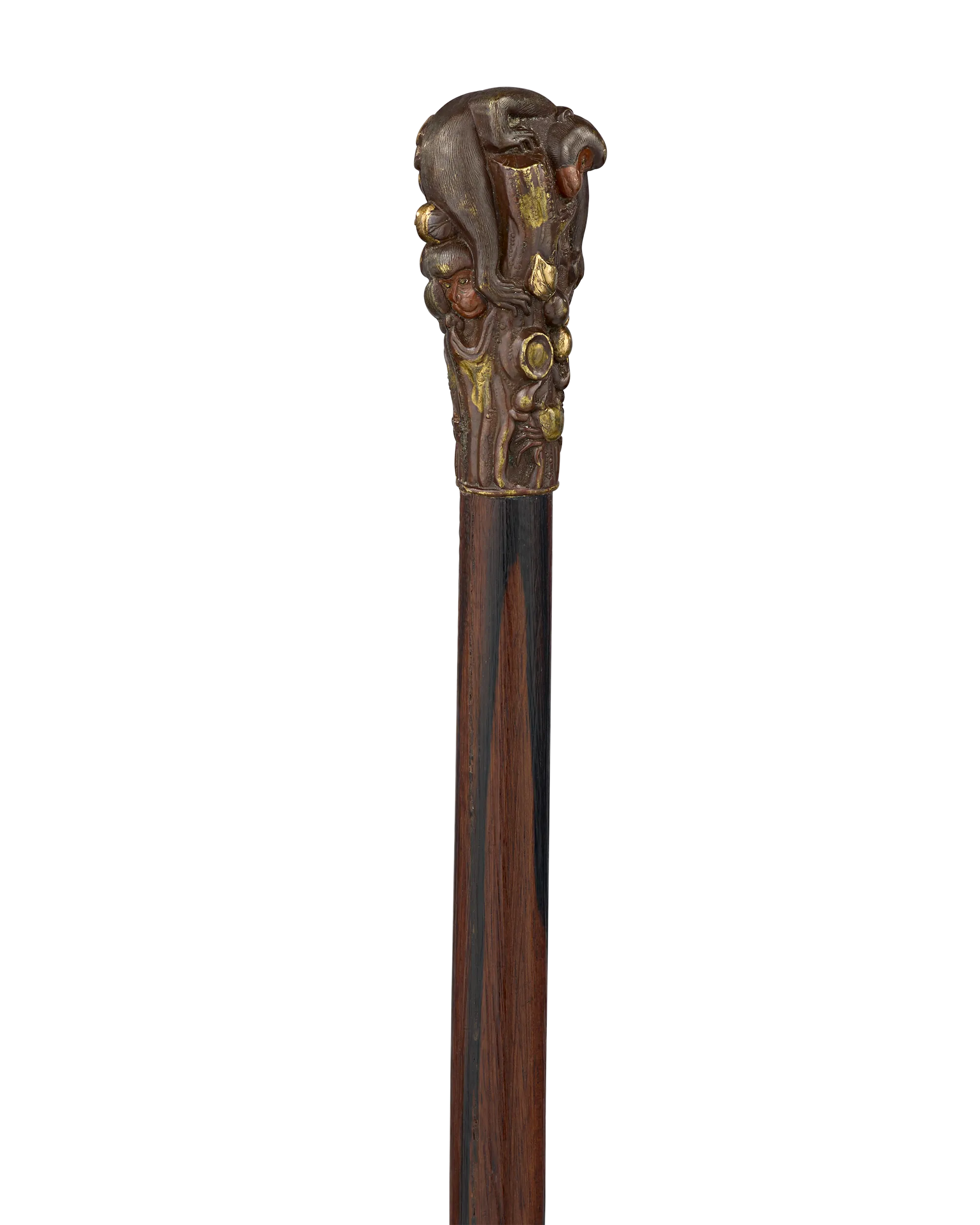 Bronze Monkey Meiji Period Cane