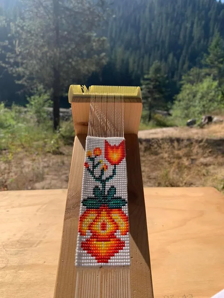 Brown & Turquoise Native Quilt Beaded Bracelet