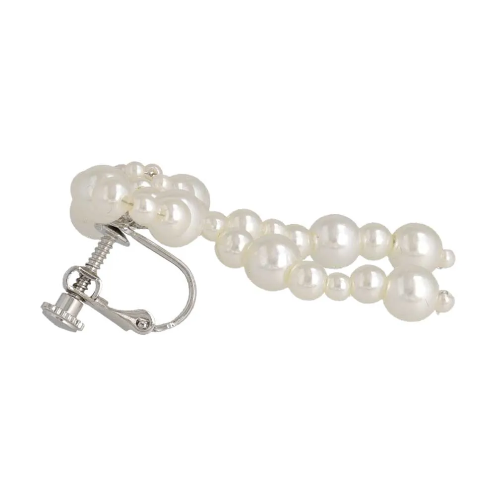 Bubble Pearl Bow Clip On Earrings