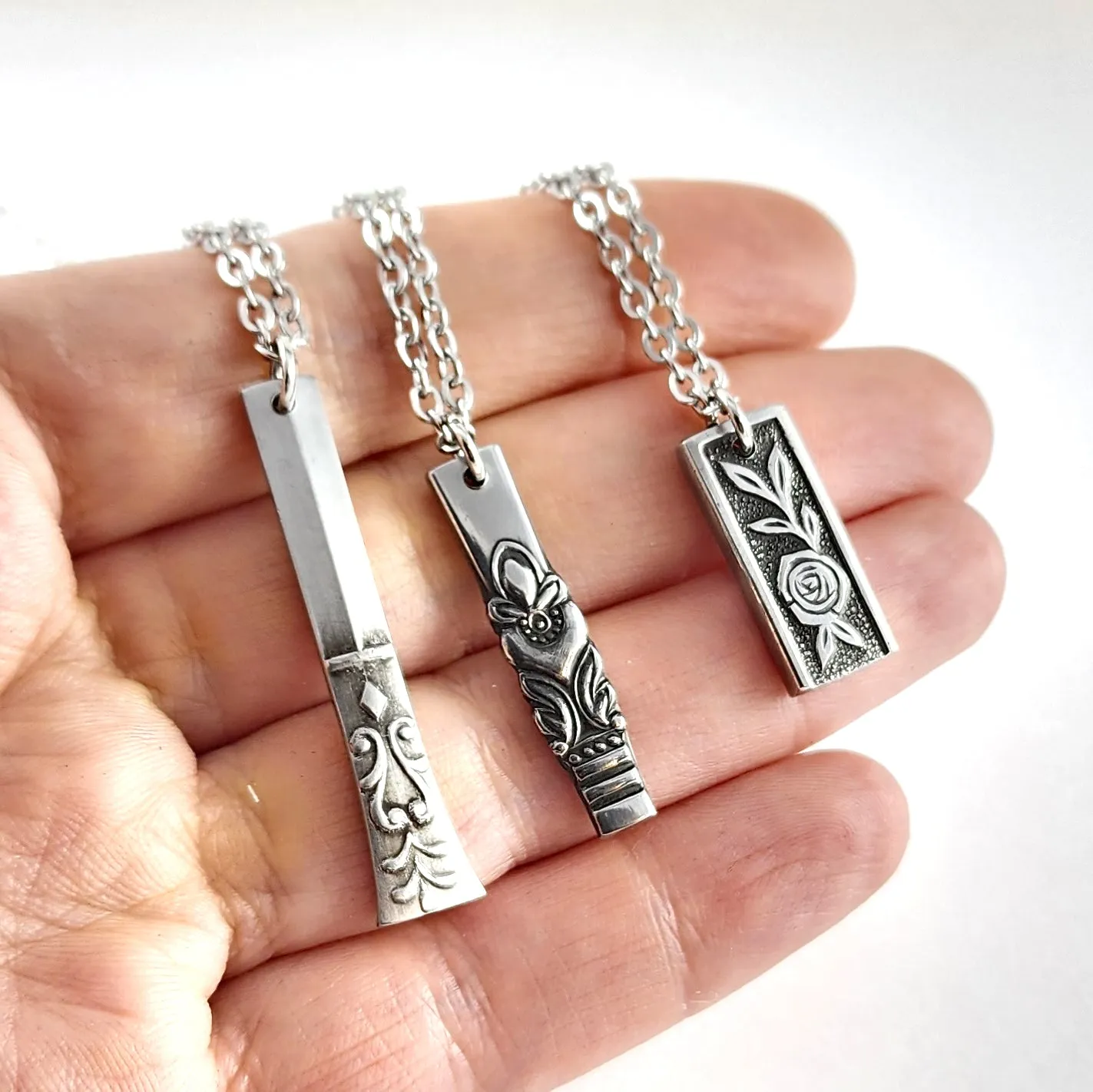 Bulk Lot of 10 Stainless Steel Spoon Bar Necklaces - Wholesale