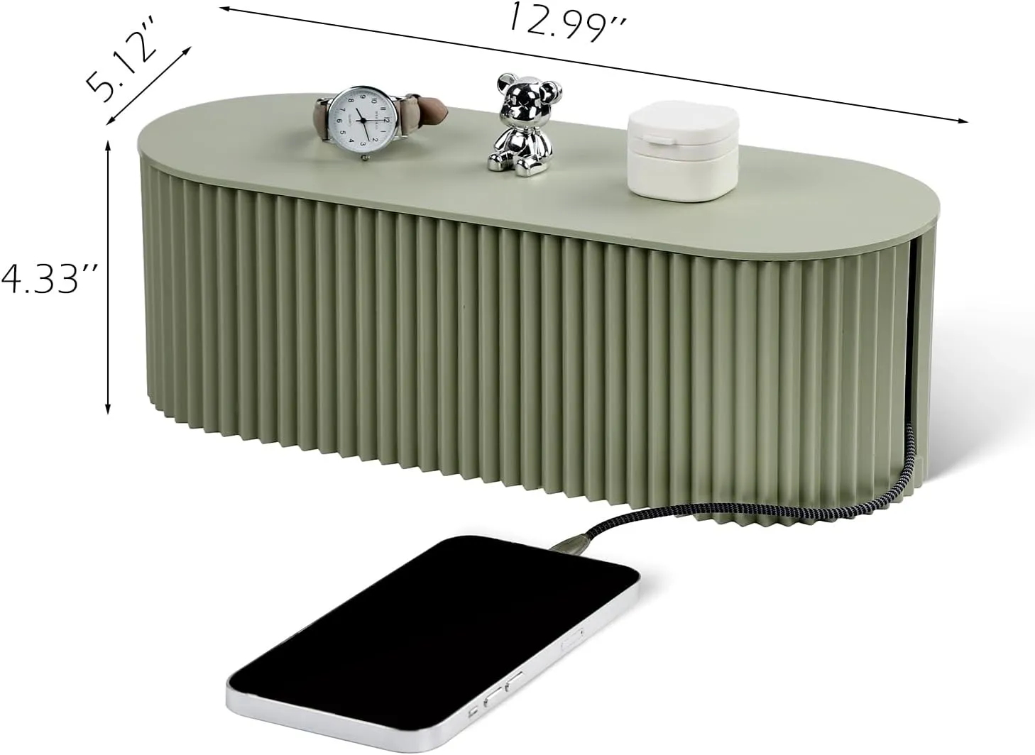 Cable Management Box Large Cable Organizer Box for Power Strips, Surge Protectors, Chargers, Adapters, TV Computer Wires Cable Hider Organizer Box with Cable TiesWire Ties - Green