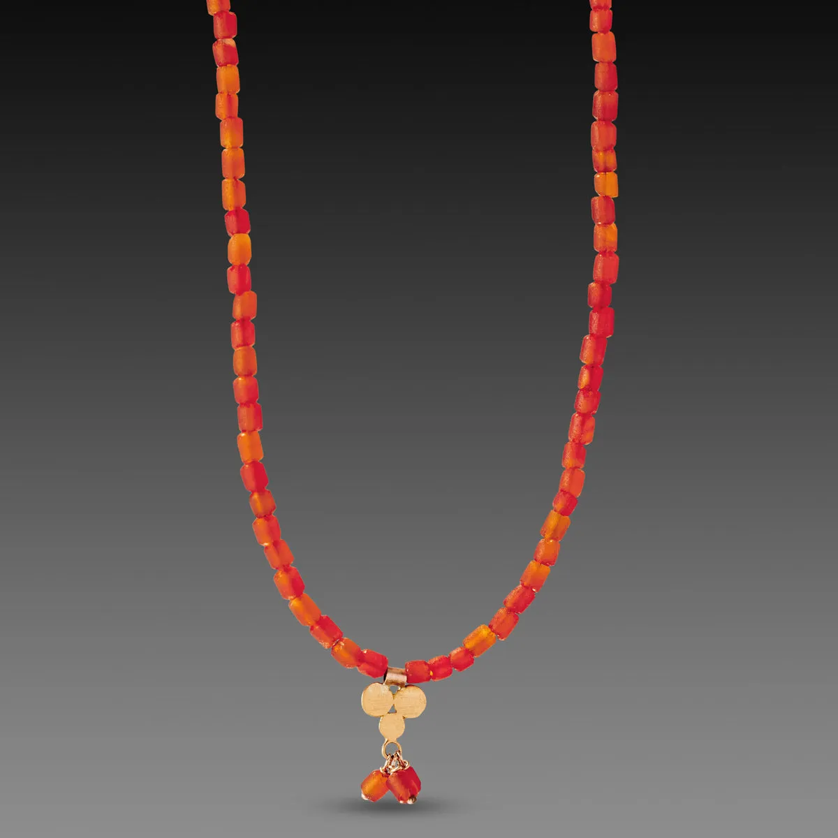 Carnelian Necklace with Gold Trio