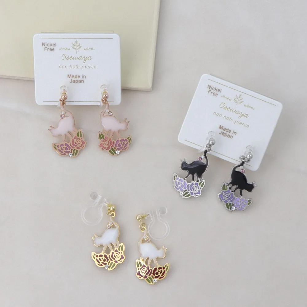 Cat and Rose Drop Invisible Clip Ons
