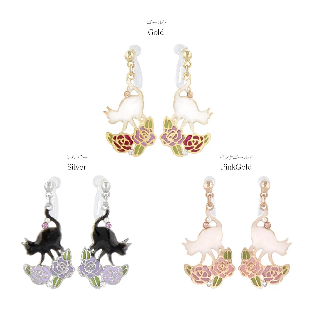 Cat and Rose Drop Invisible Clip Ons